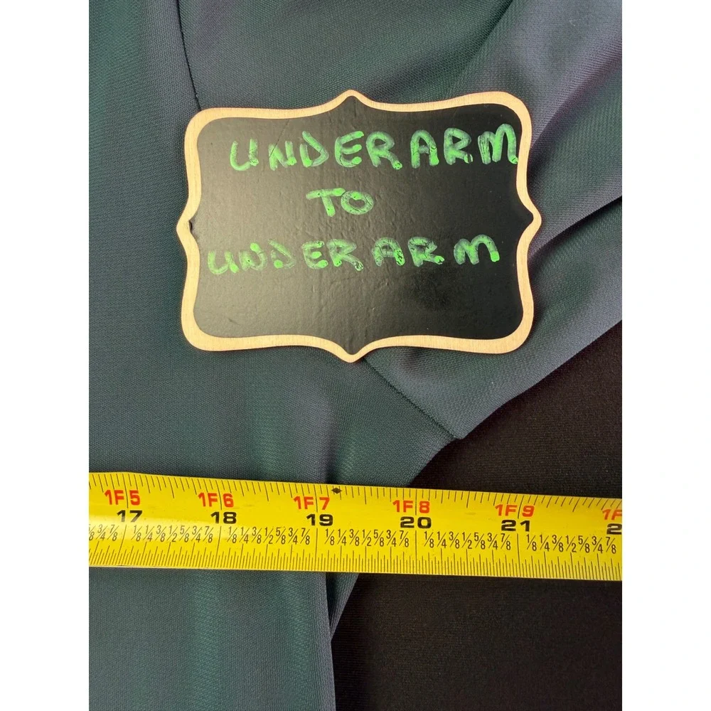 Lands End Dress Medium 10-12 Teal Green Long Sleeve Fit Flare Midi Dress